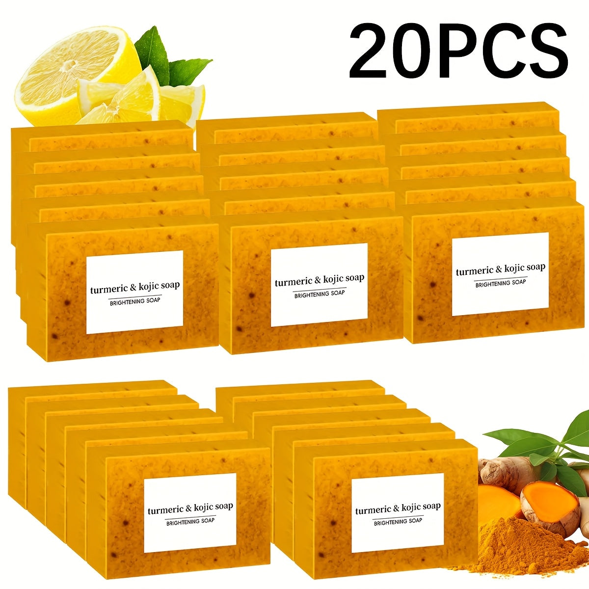 20pcs Scrub Granule Soap, Turmeric Soap, Cleansing And Bath Soap, Handmade Soap